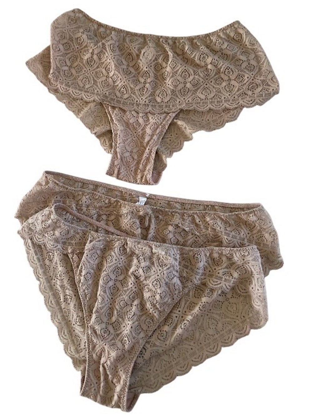 Intimissimi Lace Bikini & Hipster Panty Set - Nude set of 3 all new size L